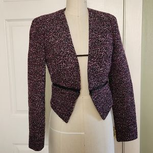 Calvin Klein Pink Tweed Blazer with Zipper Detail